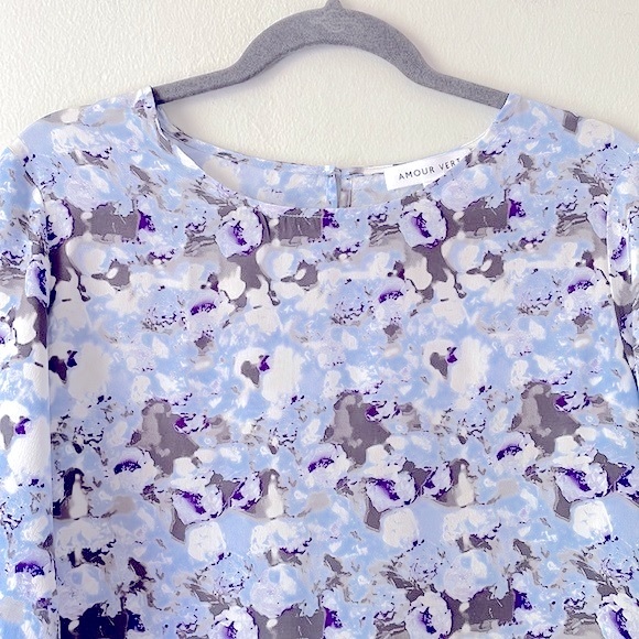 AMOUR VERT Silk Sandrine Floral Painted Shift Dress - Picture 5 of 16